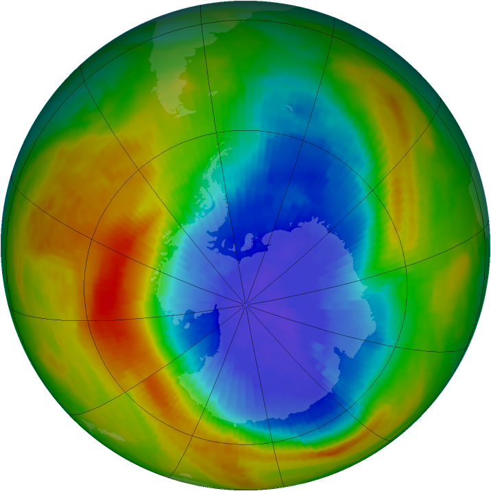 Antarctic ozone map for 10 October 1986